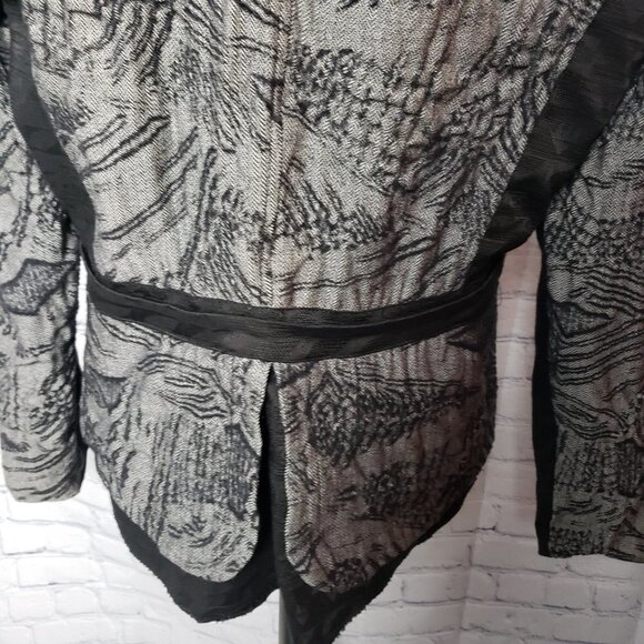 Vassalli Made in Italy designer Jacket Blazer size 14 Black Gray Herringbone - Picture 7 of 11